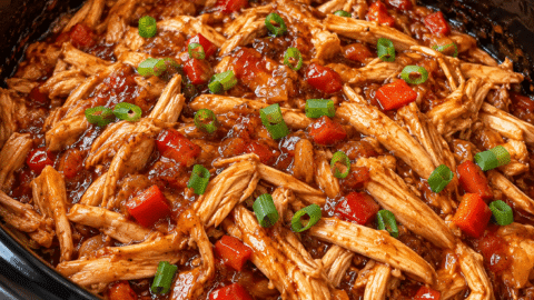 Crockpot Sweet and Spicy Shredded Chicken