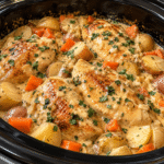 Slow Cooker Creamy Garlic Chicken Dinner