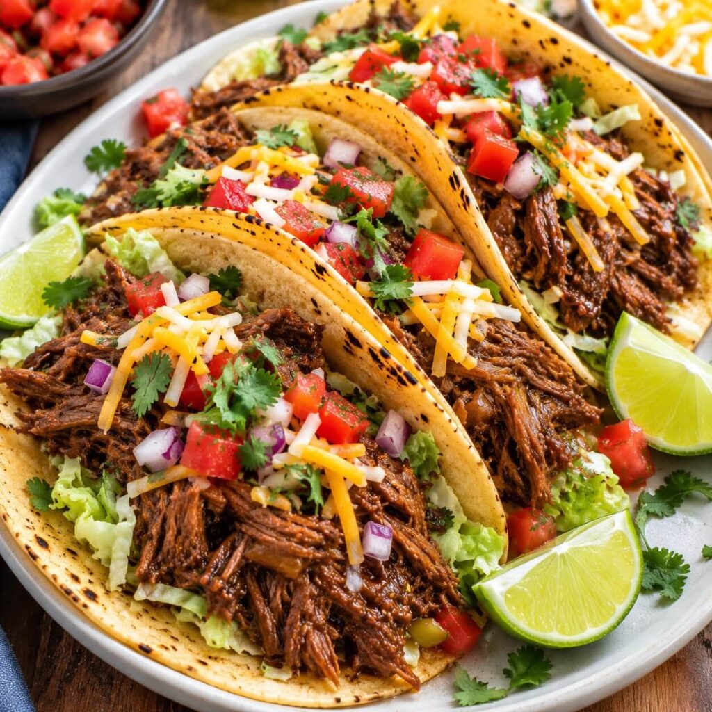 Slow Cooker Tender Shredded Beef Tacos