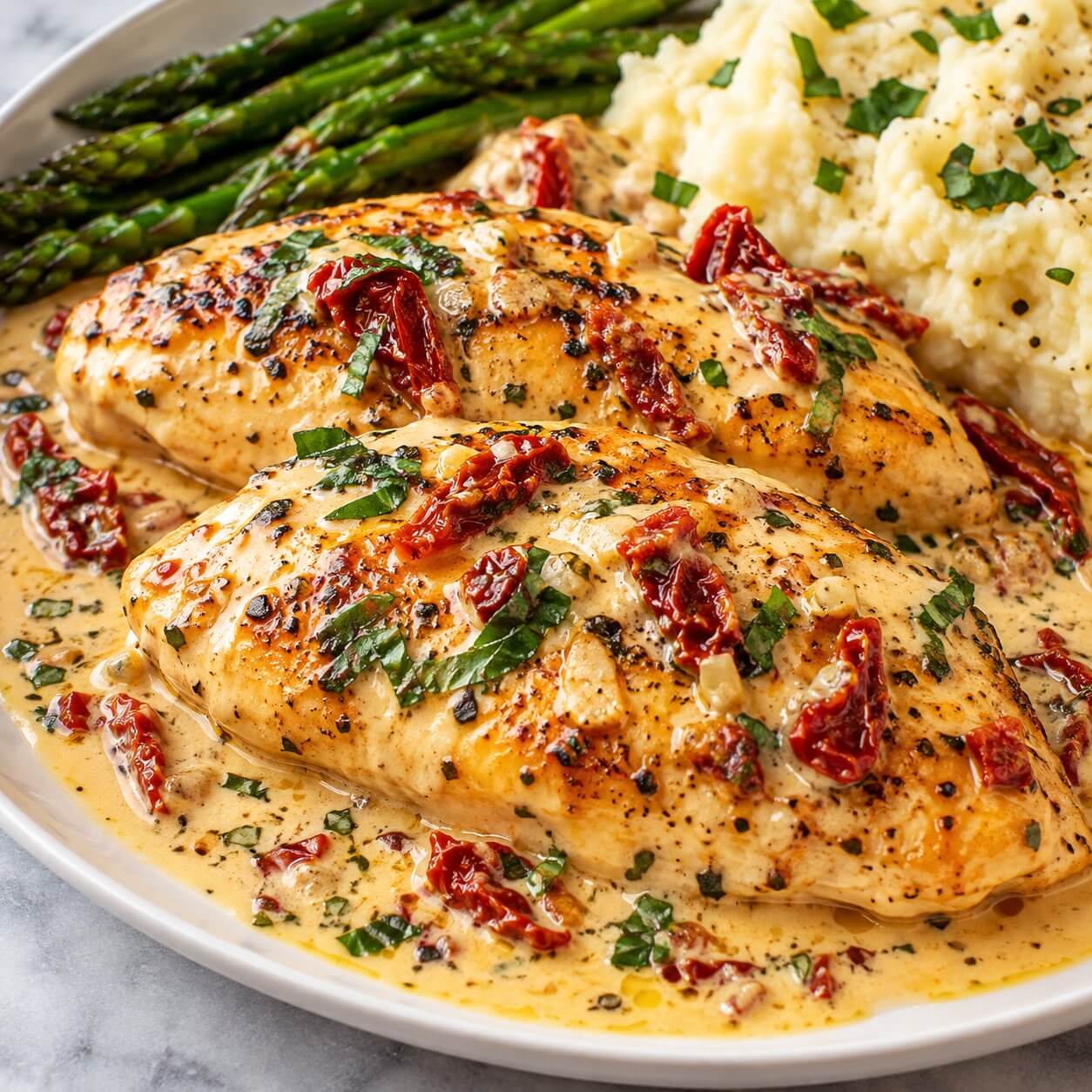 serving Tender Crockpot Marry Me Chicken Breasts